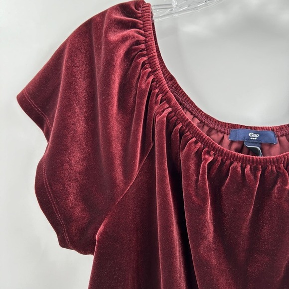 Gap Red Velvet Short Sleeve Off The Shoulder Casual Top Women's Size Medium - Picture 4 of 9